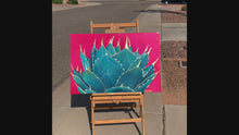 Load and play video in Gallery viewer, Turquoise Fire Desert Succulent Blue Agave Original painting by Art by Ashley Lane
