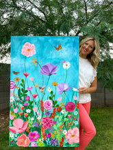 Load image into Gallery viewer, "Wild and Wondrous" - Wildflower hummingbird  butterfly original painting
