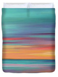 Abundance blue and orange ocean sunset - Duvet Cover