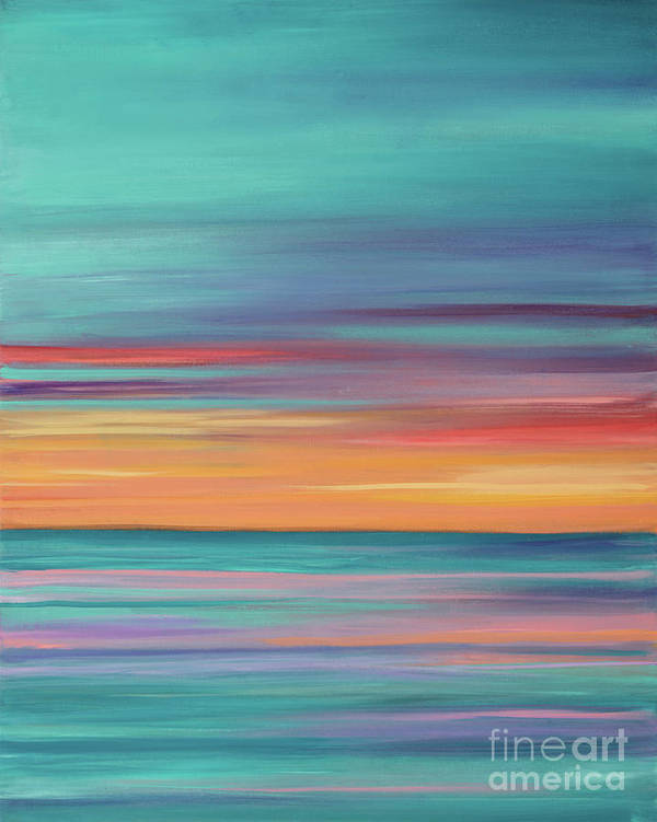 Abundance blue and orange ocean sunset - Art Print