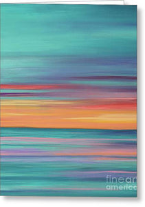 Abundance blue and orange ocean sunset - Greeting Card