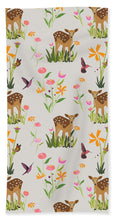 Load image into Gallery viewer, Fawn with Wildflowers and Humming birds - Beach Towel
