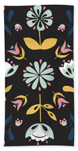 Load image into Gallery viewer, Folk Flower Pattern in Black and White - Beach Towel