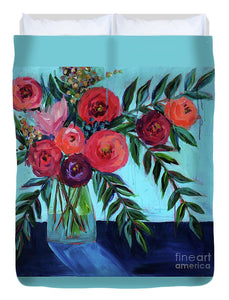 Coral and Blues - Duvet Cover