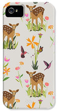 Load image into Gallery viewer, Fawn with Wildflowers and Humming birds - Phone Case