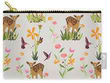 Load image into Gallery viewer, Fawn with Wildflowers and Humming birds - Carry-All Pouch
