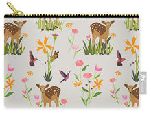 Load image into Gallery viewer, Fawn with Wildflowers and Humming birds - Carry-All Pouch