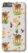 Load image into Gallery viewer, Fawn with Wildflowers and Humming birds - Phone Case
