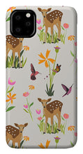 Load image into Gallery viewer, Fawn with Wildflowers and Humming birds - Phone Case