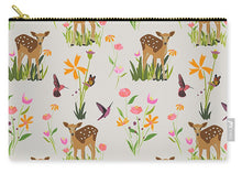 Load image into Gallery viewer, Fawn with Wildflowers and Humming birds - Carry-All Pouch