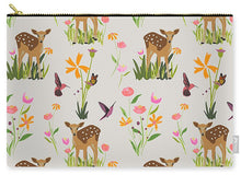 Load image into Gallery viewer, Fawn with Wildflowers and Humming birds - Carry-All Pouch
