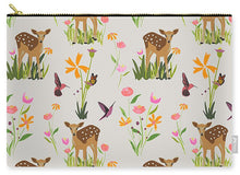 Load image into Gallery viewer, Fawn with Wildflowers and Humming birds - Carry-All Pouch