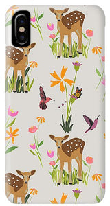 Fawn with Wildflowers and Humming birds - Phone Case