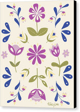 Load image into Gallery viewer, Folk Flower Pattern in Beige and Purple - Canvas Print