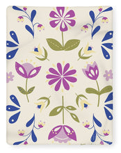 Load image into Gallery viewer, Folk Flower Pattern in Beige and Purple - Blanket
