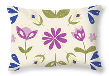 Load image into Gallery viewer, Folk Flower Pattern in Beige and Purple - Throw Pillow