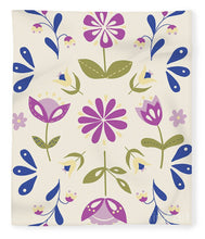 Load image into Gallery viewer, Folk Flower Pattern in Beige and Purple - Blanket