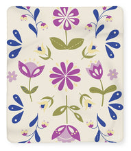 Load image into Gallery viewer, Folk Flower Pattern in Beige and Purple - Blanket