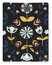 Load image into Gallery viewer, Folk Flower Pattern in Black and Blue - Blanket