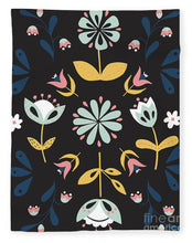 Load image into Gallery viewer, Folk Flower Pattern in Black and Blue - Blanket