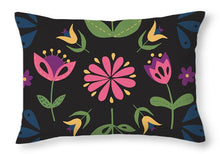 Load image into Gallery viewer, Folk Flower Pattern in Black and Pink - Throw Pillow