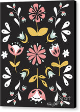 Load image into Gallery viewer, Folk Flower Pattern in Black and White - Canvas Print