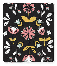 Load image into Gallery viewer, Folk Flower Pattern in Black and White - Blanket