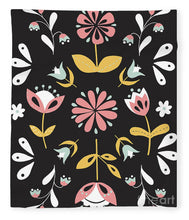 Load image into Gallery viewer, Folk Flower Pattern in Black and White - Blanket