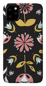 Folk Flower Pattern in Black and White - Phone Case