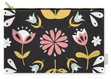 Load image into Gallery viewer, Folk Flower Pattern in Black and White - Carry-All Pouch