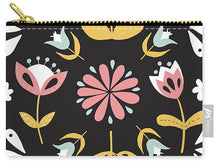 Load image into Gallery viewer, Folk Flower Pattern in Black and White - Carry-All Pouch