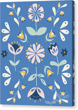 Load image into Gallery viewer, Folk Flower Pattern in Blue - Canvas Print