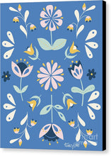 Load image into Gallery viewer, Folk Flower Pattern in Blue - Canvas Print