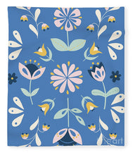 Load image into Gallery viewer, Folk Flower Pattern in Blue - Blanket