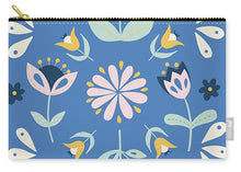 Load image into Gallery viewer, Folk Flower Pattern in Blue - Carry-All Pouch