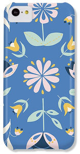 Folk Flower Pattern in Blue - Phone Case