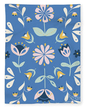 Load image into Gallery viewer, Folk Flower Pattern in Blue - Blanket