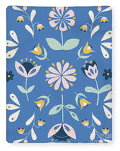 Load image into Gallery viewer, Folk Flower Pattern in Blue - Blanket