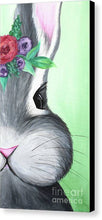 Load image into Gallery viewer, Grey Easter Bunny with Flowers - Canvas Print
