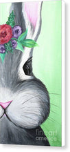 Load image into Gallery viewer, Grey Easter Bunny with Flowers - Canvas Print
