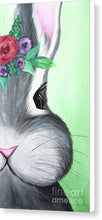 Load image into Gallery viewer, Grey Easter Bunny with Flowers - Canvas Print