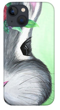Load image into Gallery viewer, Grey Easter Bunny with Flowers - Phone Case