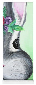 Grey Easter Bunny with Flowers - Yoga Mat