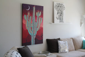 Original Saguaro Sunset desert cactus painting FREE SHIPPING!
