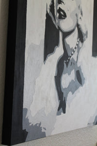 Maryilyn Monroe original painting in black and white FREE SHIPPING