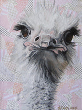 Load image into Gallery viewer, Giclee fine art print of original Ostrich oil painting "fuzzy and fierce"