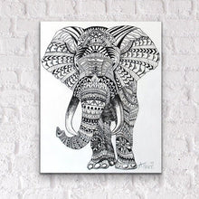 Load image into Gallery viewer, original Tribal Elephant Mandala ink painting on canvas