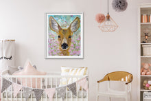 Load image into Gallery viewer, Giclee fine art print of original deer oil painting "Enchanted Meadow"