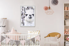 Load image into Gallery viewer, giclee fine art print of original oil painting and collage "Mr. Llama"