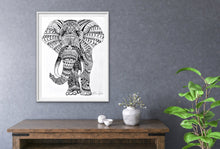 Load image into Gallery viewer, giclee fine art print of mandala elephant original painting
